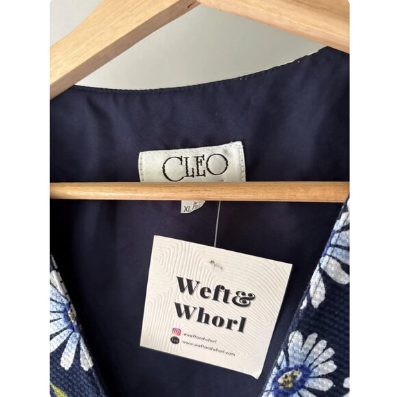 1990s Blue Floral Vest | Vintage Boxy Cotton Vest - Picture 5 of 5